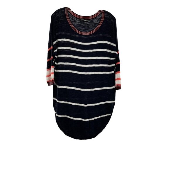 Express Women's Scoop Neck 3/4 Sleeve Sweater Multicolor Size XS Round Hem - Picture 1 of 9